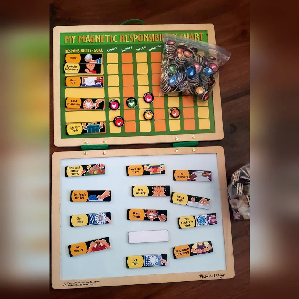 2 Melissa and Doug Wooden Magnetic Responsibility Charts